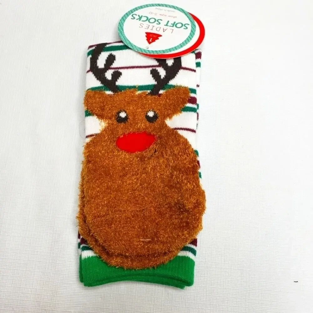 Holiday Pillow Reindeer Socks Wooded Plaque and Ornaments Bundle